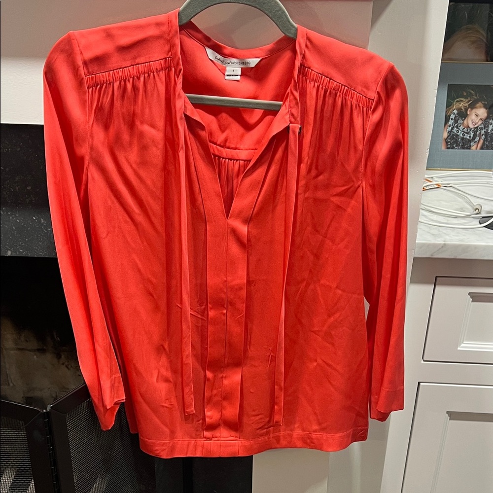 Coral silk Blouse